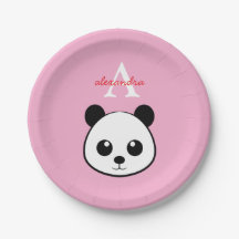 Cute Panda Bear Paper Plates – Personalized 