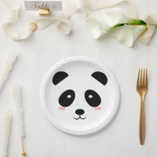 Assiettes En Carton Cute Panda Noir et Blanc Simple Moderne