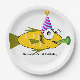Assiettes En Carton Cute Party Goldfish Personnalisé Anniversaire