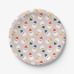 Assiettes En Carton Cute Père Noël fait face au Motif de Noël