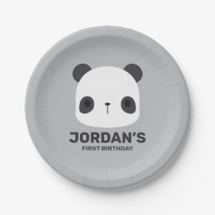 Assiettes En Carton Cute petit ours Panda avec nom personnalisé