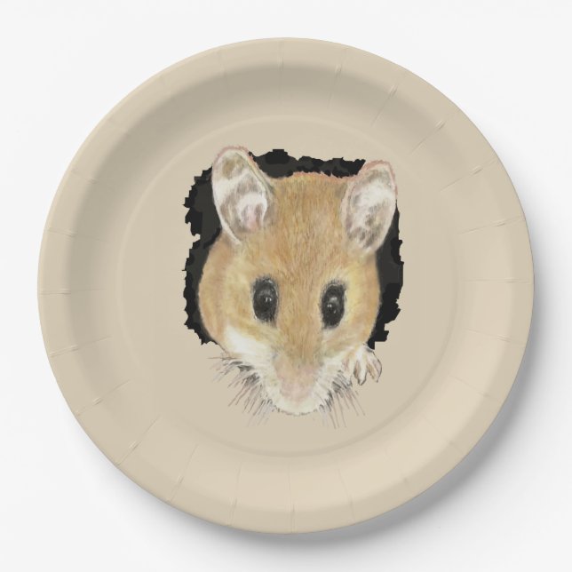 Assiettes En Carton Cute Petite Aquarelle Animaux Poche Souris Animal  (Devant)