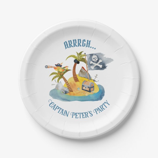 Assiettes En Carton Cute Pirate Island Anniversaire de enfant Party Pl (Devant)
