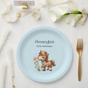 Assiettes En Carton Cute Pony Mange Daisées Anniversaire