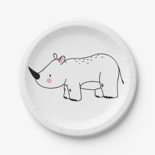 Assiettes En Carton Cute Rhinoceros Jungle Safari animal bébé annivers