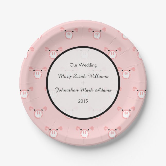 Assiettes En Carton Cute rose Cochon Visage Motif Amusant Mariage Keep (Devant)