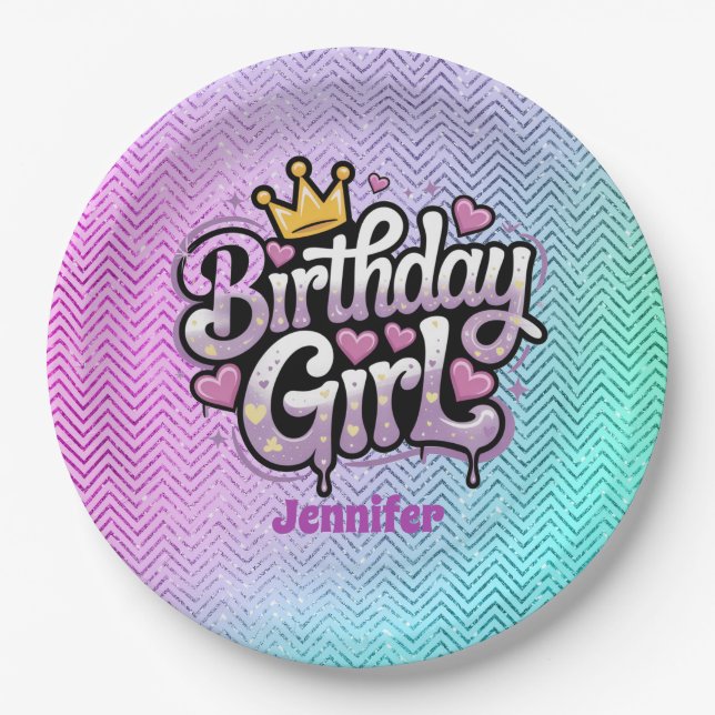 Assiettes En Carton Cute Royal Birthday Girl Party plaque papier (Devant)
