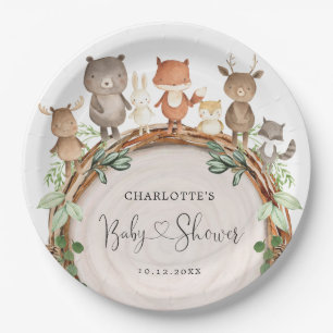 Assiettes En Carton Cute Rustic Woodland Animaux Forêt Baby shower