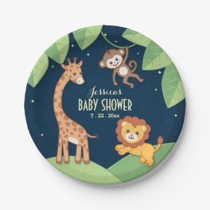Assiettes En Carton Cute Safari Animaux Baby shower Plaques personnali