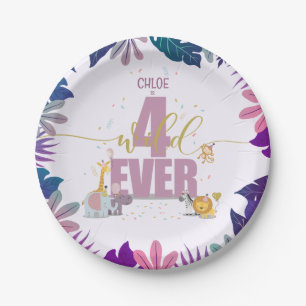 Assiettes En Carton Cute Safari Animaux Quatre Ever Wild Girl Annivers