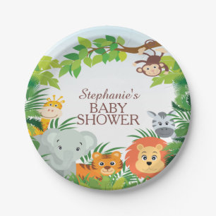 Assiettes En Carton Cute Safari Jungle Baby shower Plaque