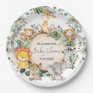 Assiettes En Carton Cute Safari verdure Jungle Baby Animals Douche