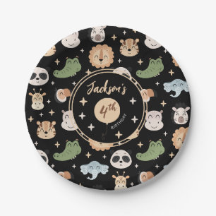 Assiettes En Carton Cute Safari zoo animal anniversaire garçon plaques
