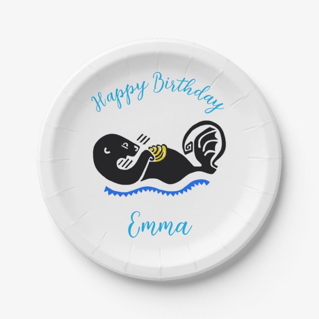 Assiettes En Carton Cute Sea OTTER - Joyeux anniversaire - fête (Devant)