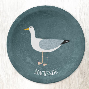 Assiettes En Carton Cute Seagull Personnalisé Nautique