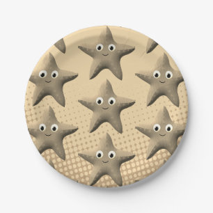 Assiettes En Carton Cute Sepia Starfish Motif