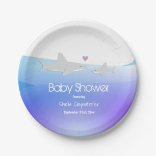 Assiettes En Carton Cute Sharks Purple Ocean Plaques de Baby shower