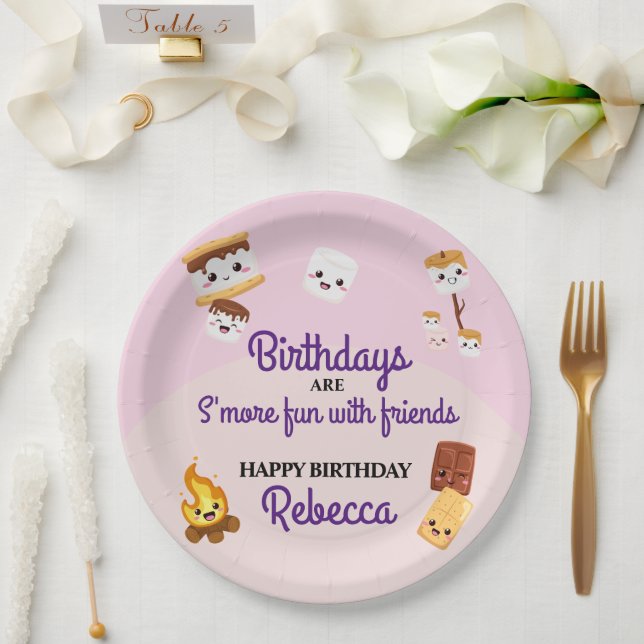 Assiettes En Carton Cute S'mores Campout Anniversaire (Mariage)