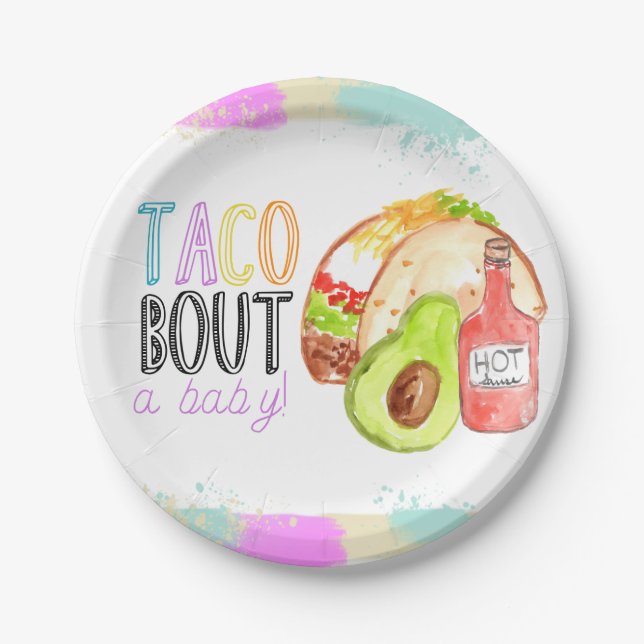 Assiettes En Carton Cute taco Fiesta thème babydouille plaque papier (Devant)