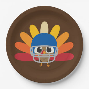 Assiettes En Carton Cute Thanksgiving football turkey ajouter un messa