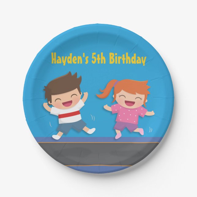 Assiettes En Carton Cute Trampoline Anniversaire de enfant Fournitures (Devant)