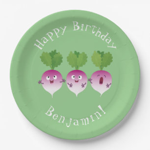 Assiettes En Carton Cute turnip légumes trio chanter dessin animé