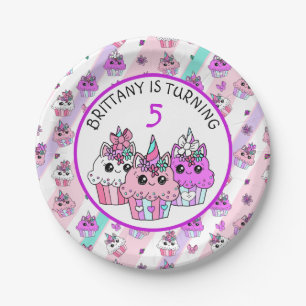 Assiettes En Carton Cute Unicorn Cupcakes Fille anniversaire