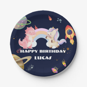 Assiettes En Carton Cute Unicorn Dinosaur Galaxy Rocket fête d'anniver