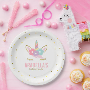Assiettes En Carton Cute Unicorn Filles Anniversaire