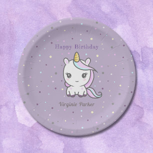 Assiettes En Carton Cute Unicorn Plaques de papier d'anniversaire