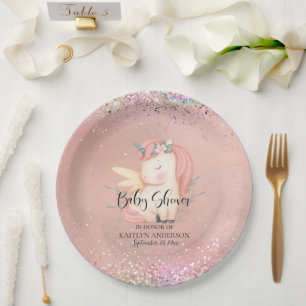 Assiettes En Carton Cute Unicorn Rainbow Parties scintillant Baby show
