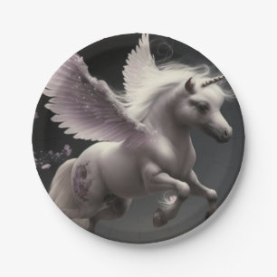 Assiettes En Carton Cute Unicornes florale volant petit poney Papier P