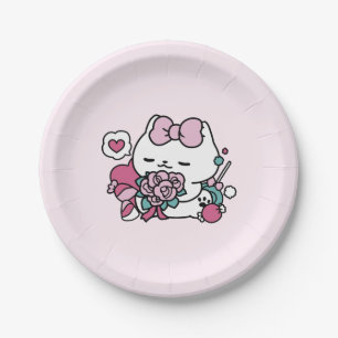 Assiettes En Carton Cute Valentine's Cat Design - Feline the Love
