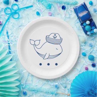 Assiettes En Carton cute whale nautical theme party plates