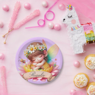 Assiettes En Carton Cute Whimsical Floral Doux Rêves Dormir Fée