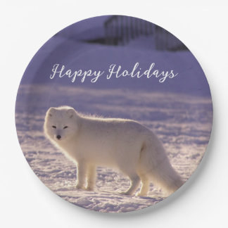 Assiettes En Carton Cute White Arctic Fox neige hiver Photographie