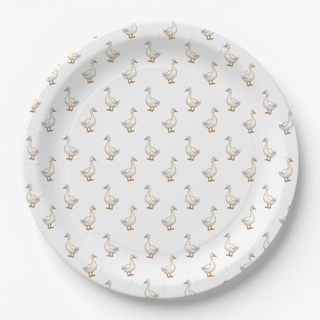 Assiettes En Carton Cute White Goose Pattern (Devant)