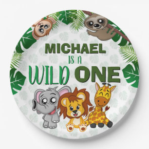 Assiettes En Carton Cute Wild One Jungle Safari Animaux premier annive