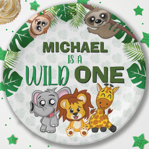 Assiettes En Carton Cute Wild One Jungle Safari Animaux premier annive