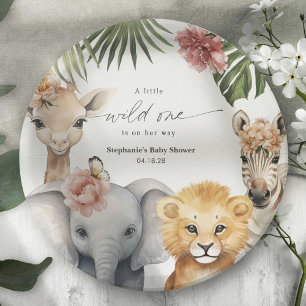 Assiettes En Carton Cute Wild One Safari Bébé Animaux Fille Douche