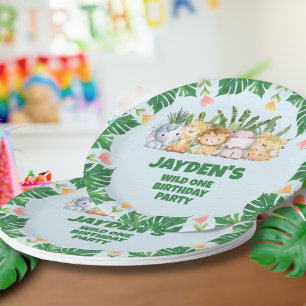 Assiettes En Carton Cute Wild One Tropical Jungle Safari Animaux