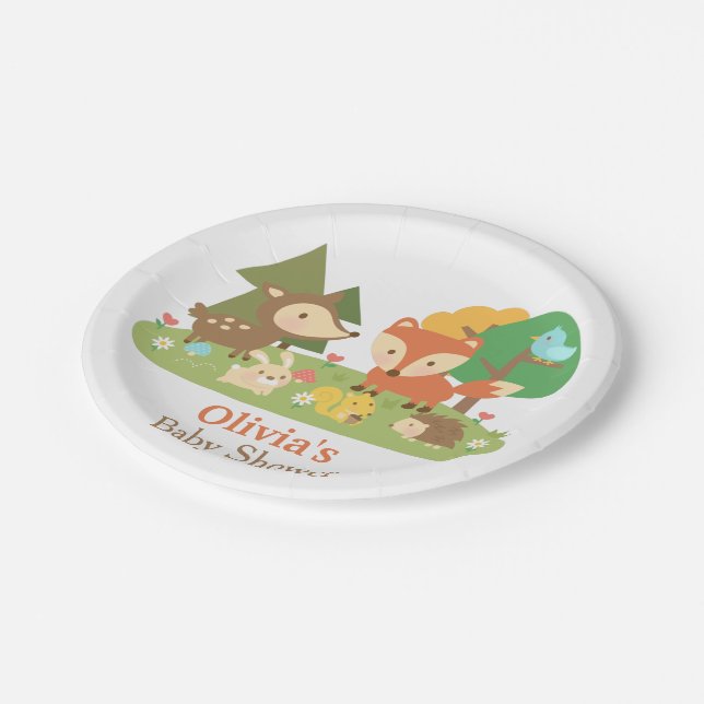 Assiettes En Carton Cute Woodland Animal Baby shower Partie Fourniture (Angle)