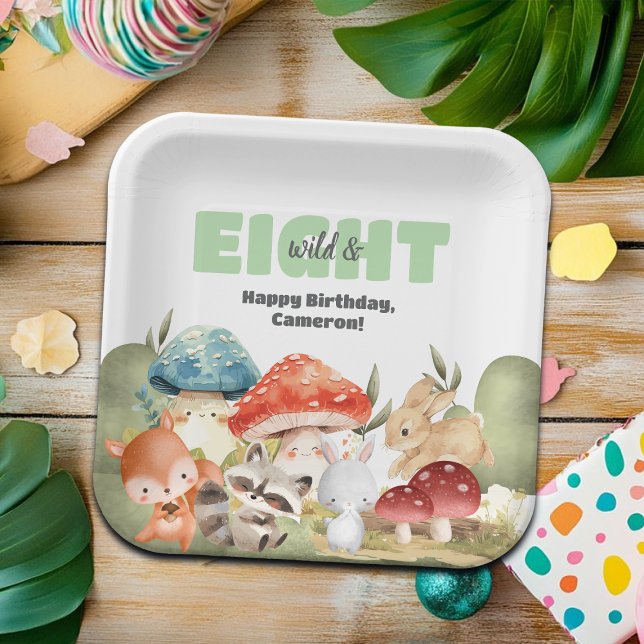 Assiettes En Carton Cute Woodland Animals 8th Birthday Party (Créateur téléchargé)