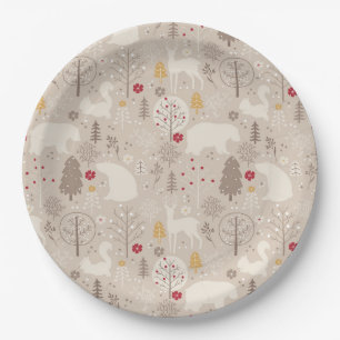 Assiettes En Carton Cute Woodland Animaux Motifs nordiques