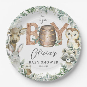 Assiettes En Carton Cute Woodland Animaux Végétation Boy Baby shower