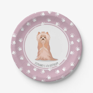 Assiettes En Carton Cute Yorkshire Terrier Plaques papier d'anniversai