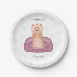 Assiettes En Carton Cute Yorkshire Terrier Plaques papier d'anniversai