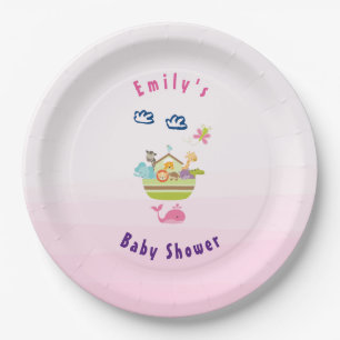 Assiettes En Carton Cute Zoo Animal Ark Baby shower rose