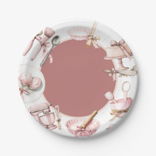 Assiettes En Carton Cutie Pie   Baby shower fille rose aquarelle