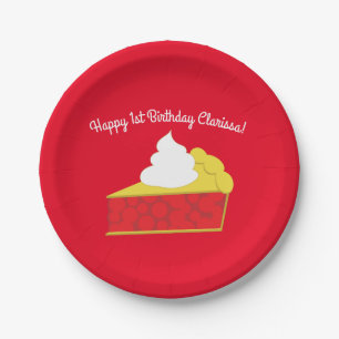 Assiettes En Carton Cutie Pie Cherry 1er Anniversaire Thème de fête